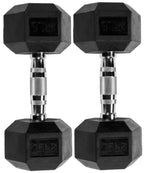 Fitvids Rubber Encased Hex Dumbbell, 25Lb Pair