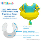 Swimschool Ultra Swim Trainer - Heavy Duty Toddler Swim Vest Floatie - Comfortable Sweater-Fit Design With Adjustable Safety Sea