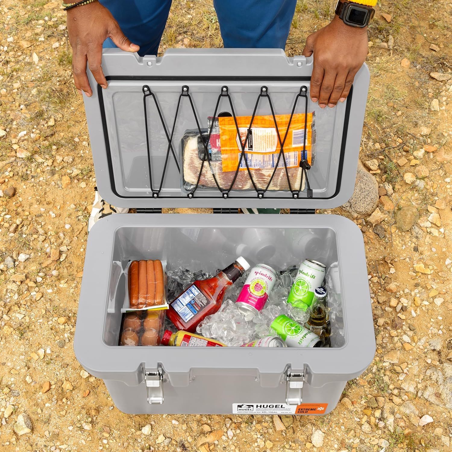Iris Usa Hugel 44 Qt Cooler, Heavy Duty Metal Buckles, Leak-Free Design, Durable Hard Cooler, Ice Chest With Bungee Strap, Molde