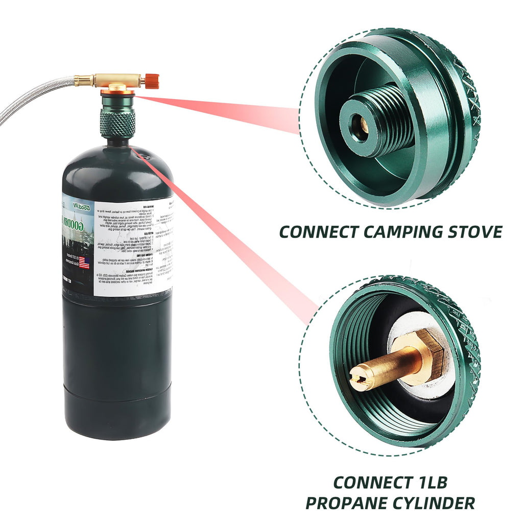 Rideiwake Camping Stove Adapter 1 Lb Propane Small Tank Input En417 Lindal Valve Output Outdoor Cylinder Lpg Canister Adapter Fo