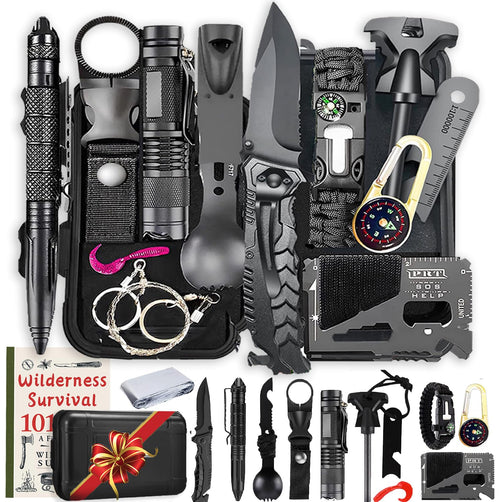 Assaber Survival Kit,13 In 1 Survival Gear And Equipment, For Dad, First Aid Kit With Survival Bracelets Emergency Blanket Tacti