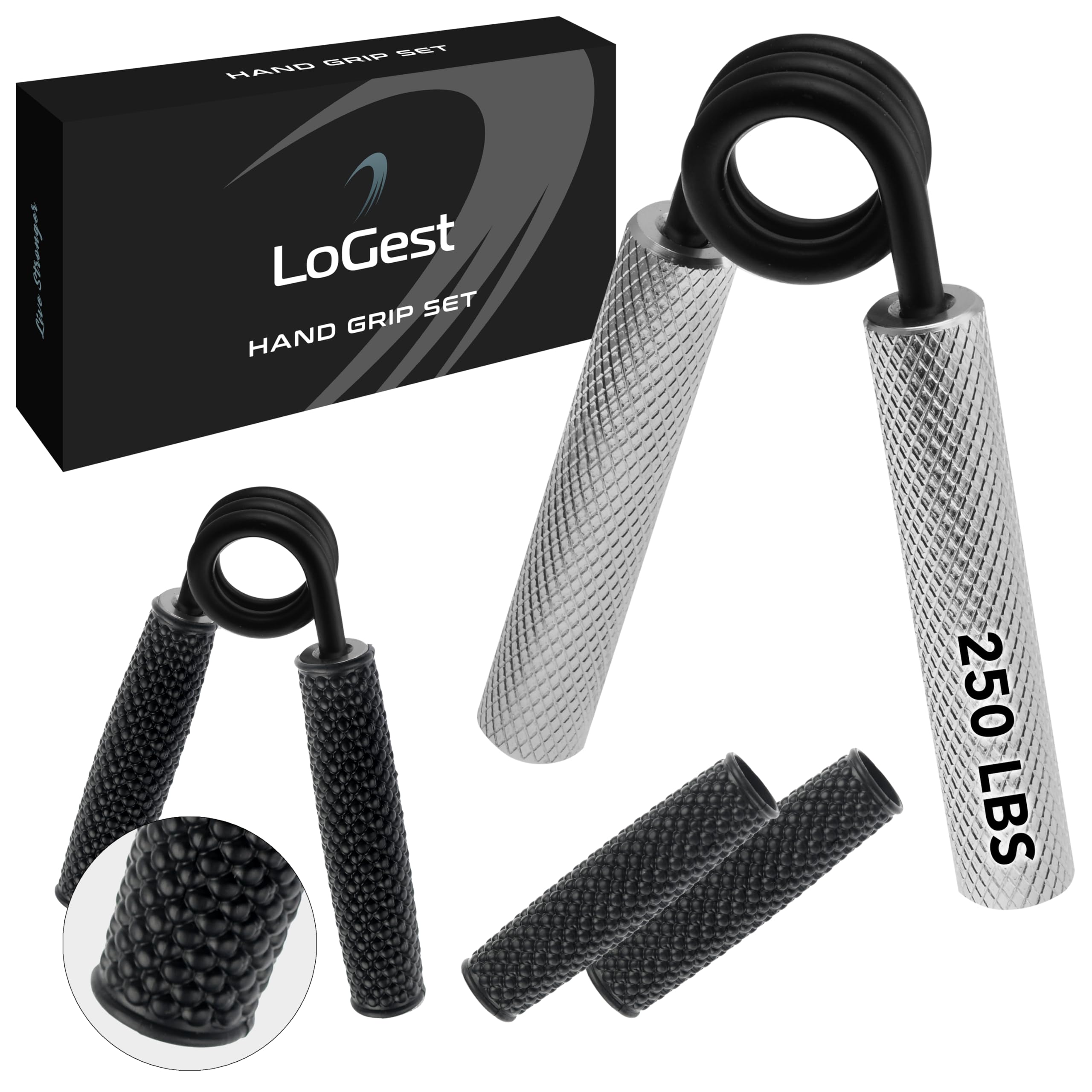 Logest Metal Hand Grip Strengthener 100Lb-350Lb No Slip Heavy-Duty Grip Strengthener With Gift Box, Great Wrist & Forearm Hand E