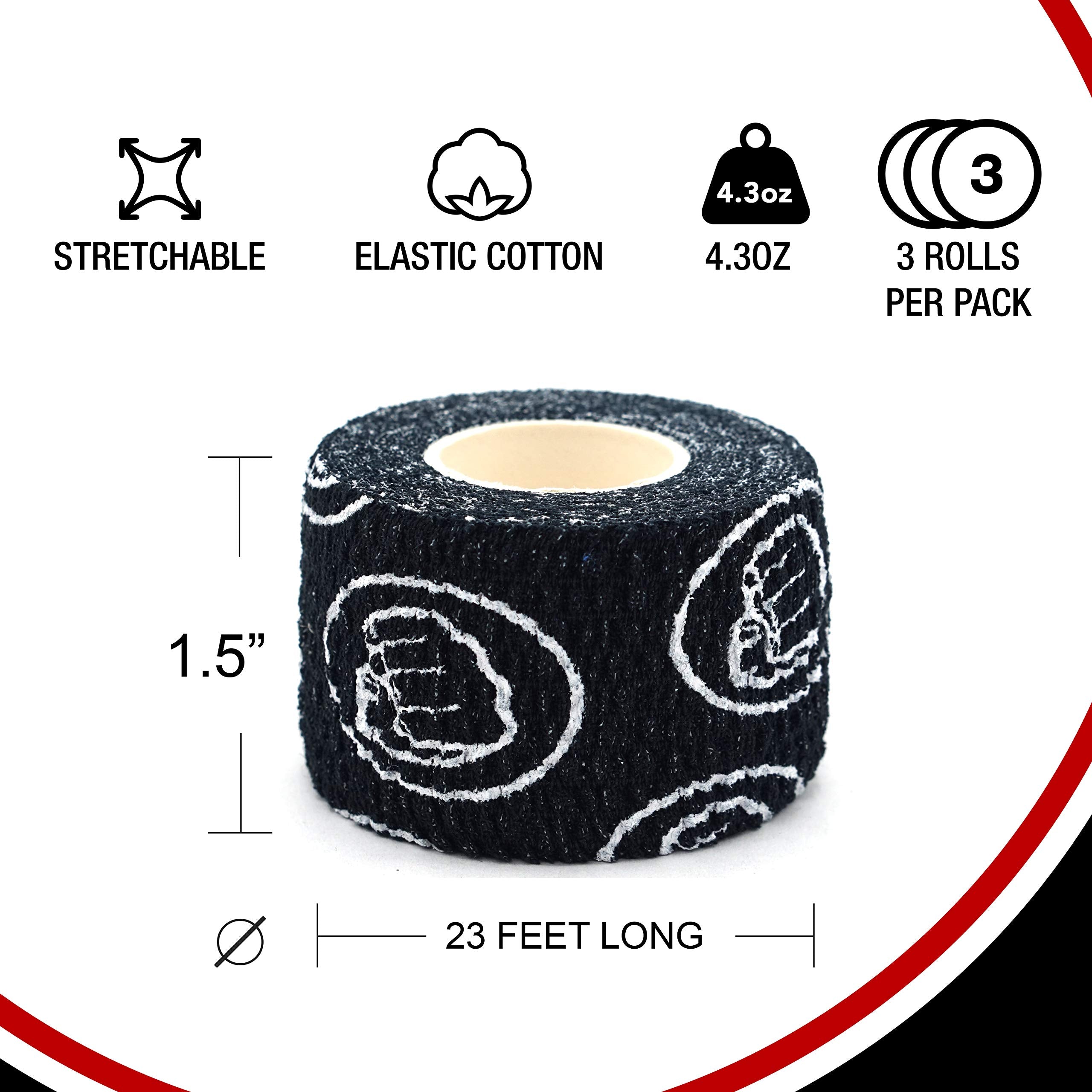 Wod Nation Weightlifting Hook Grip Tape - 3 Pack 23 Feet Long Sticky, Comfortable & Stretchy Athletic Tape For Weight Lifting Fo