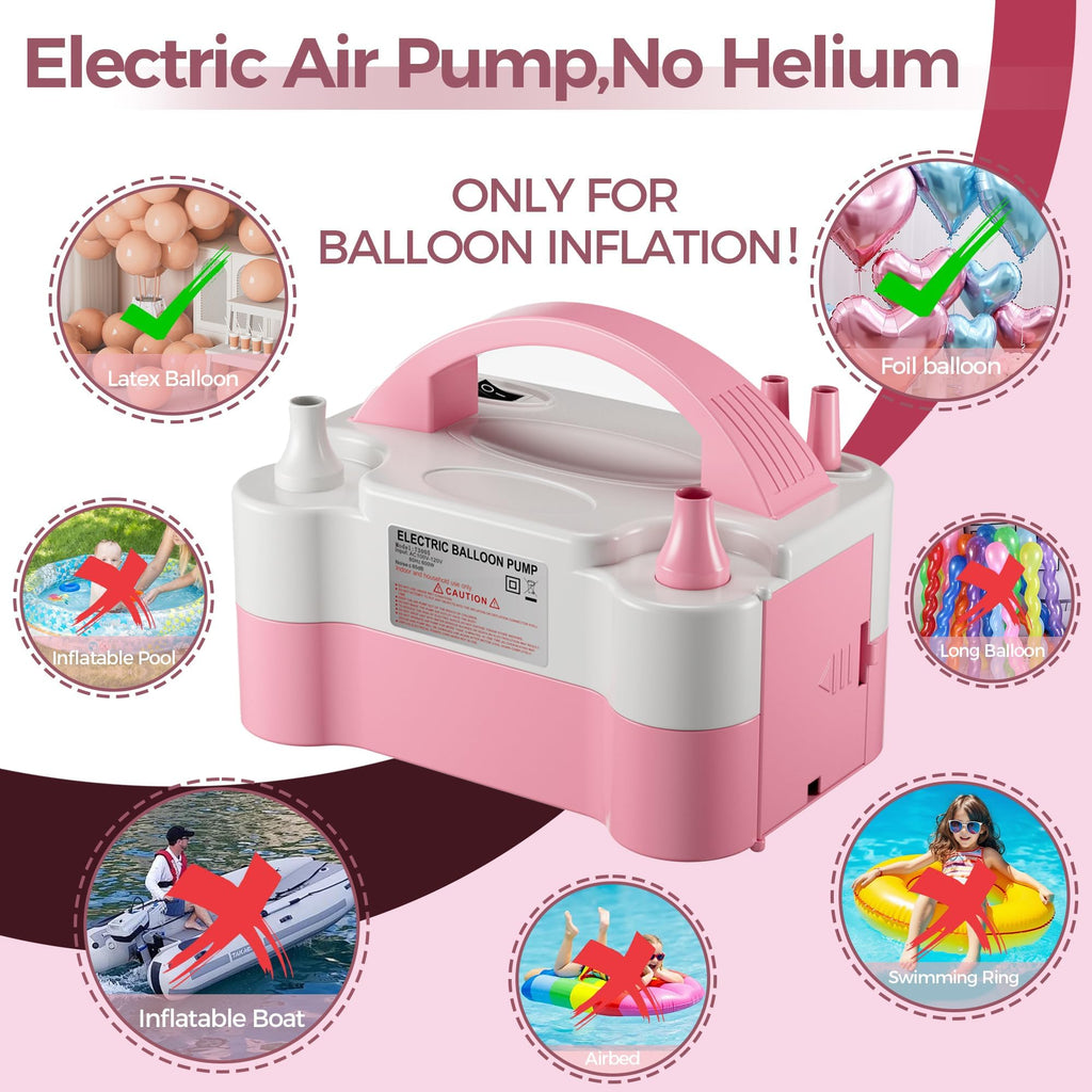DECOCKRAT Balloon Pump - Electric Dual Nozzle Air Pump for Balloon, Portable Balloon Blower Save Time and Effort, Balloon Inflat