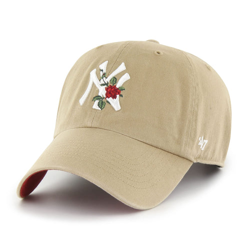 '47 New York Yankees Thorn Clean Up Dad Hat Baseball Cap - Khaki/Rose, Khaki, Red