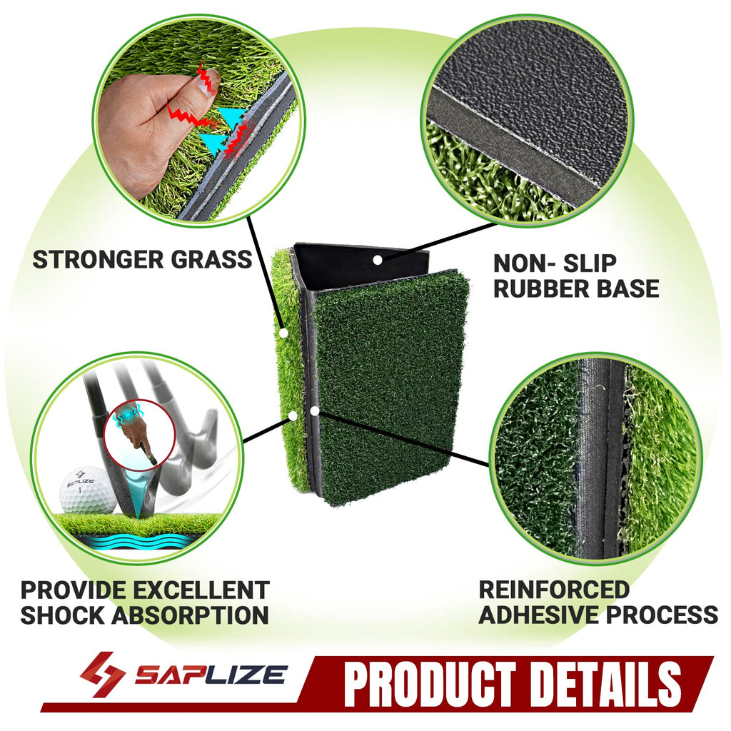 Saplize 30''X15'' Foldable 3-In-1 Golf Hitting Mat, Tight Lie, Rough And Fairway For Driving, Chipping, And Putting Training, Po