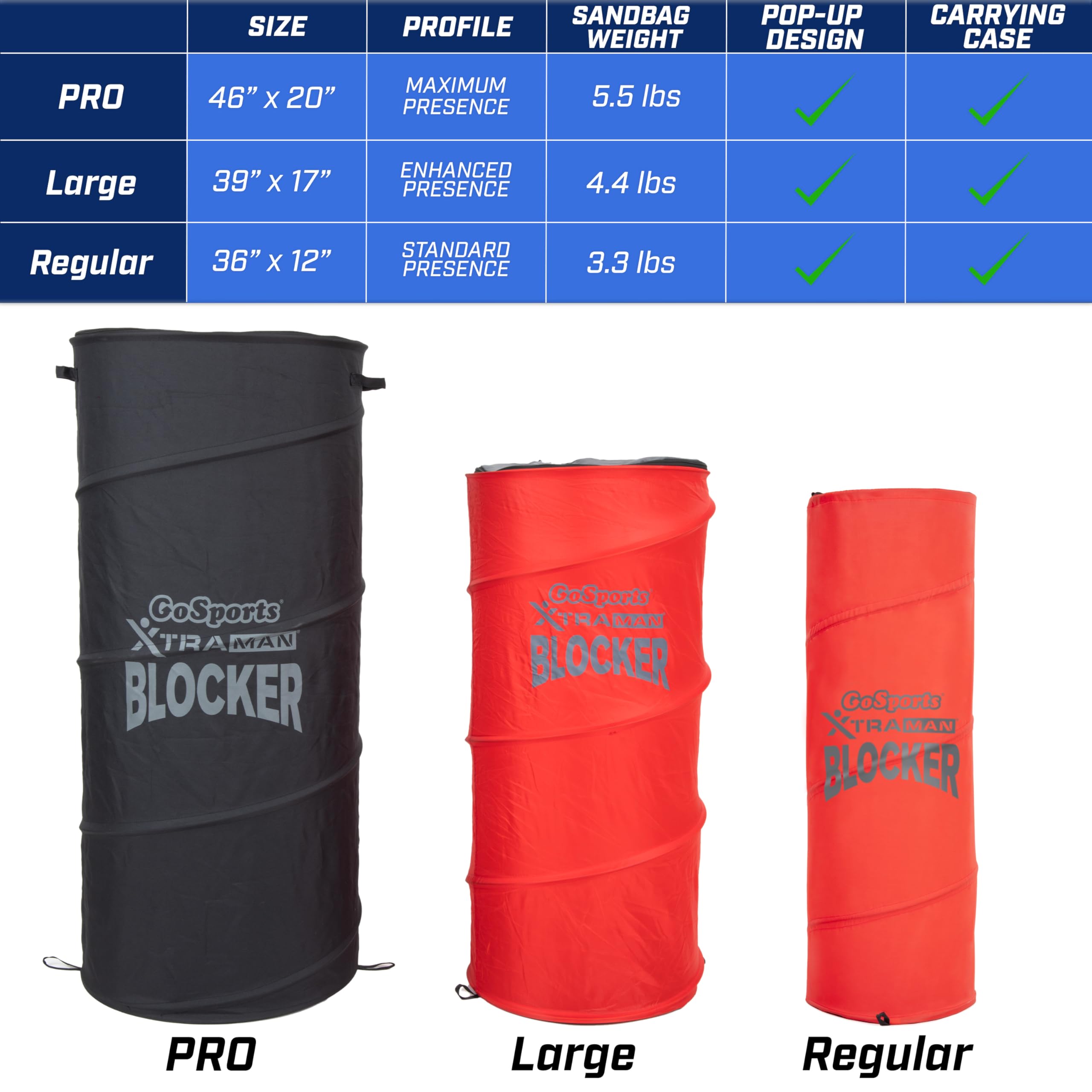 GoSports XTRAMAN Blocker Pop-Up Defenders 3 Pack - Regular Size Multi-Sport Blocking Dummy - Training Equipment for Basketball,