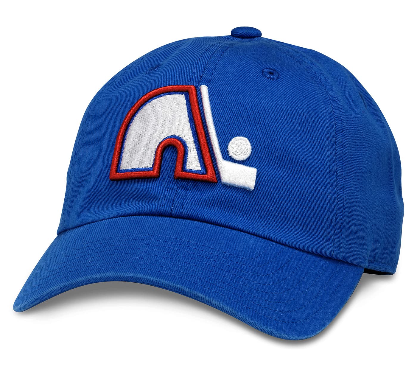 American Needle Quebec Nordiques Nhl Blue Line Adjustable Buckle Strap Dad Baseball Hat, Royal Blue (40742A-Qnd)