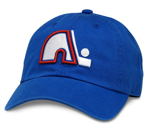 American Needle Quebec Nordiques Nhl Blue Line Adjustable Buckle Strap Dad Baseball Hat, Royal Blue (40742A-Qnd)