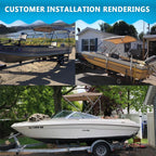 Naviskin Light Grey 3 Bow 6 'L X 46 '' H X 85 ''-90 '' W Bimini Top Cover Includes Mounting Hardwares,Storage Boot With 1 Inch A