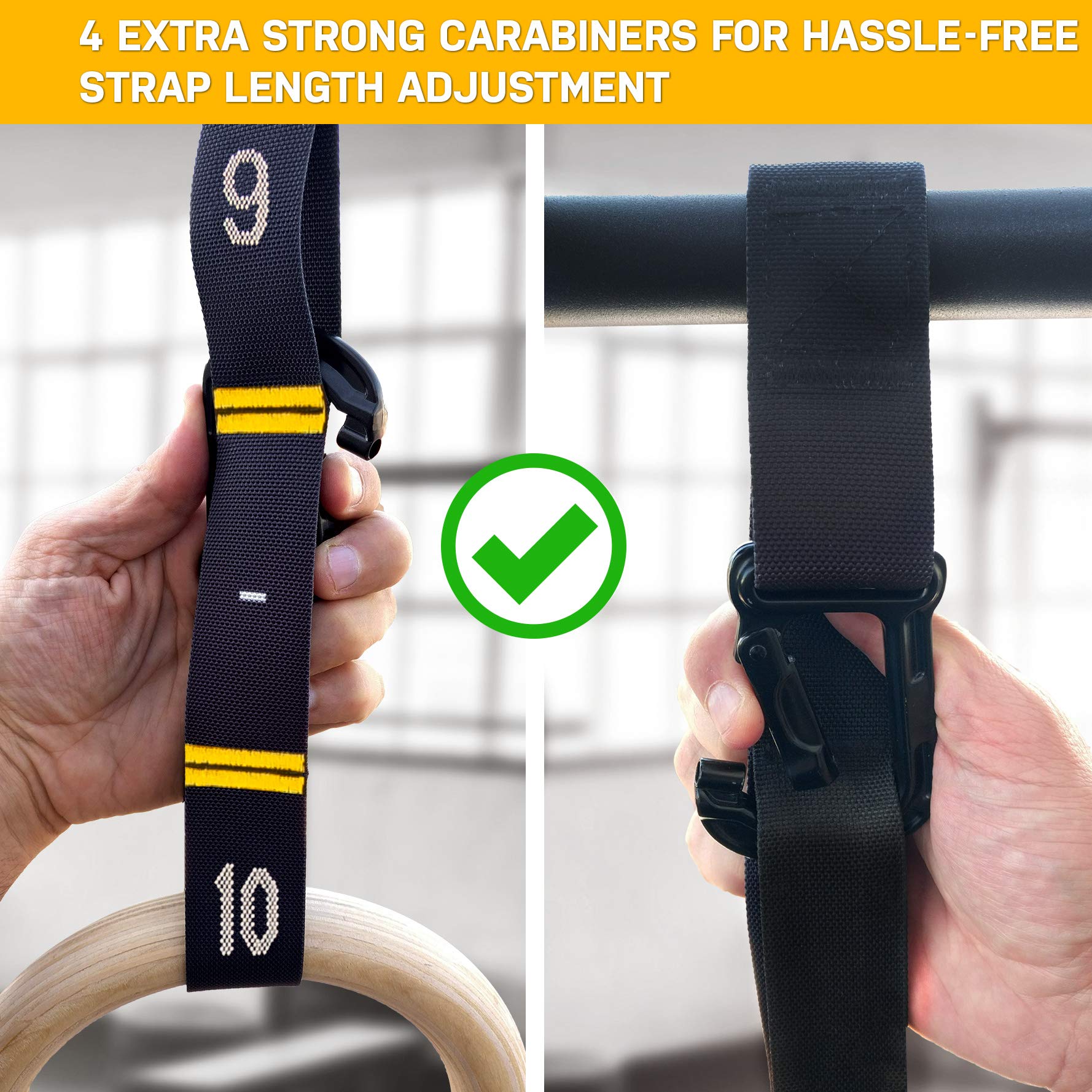 Double Circle Wood Gymnastic Rings 1.25 Inch, With Quick Adjust Numbered Straps And Exercise Videos Guide For Full Body Workout,