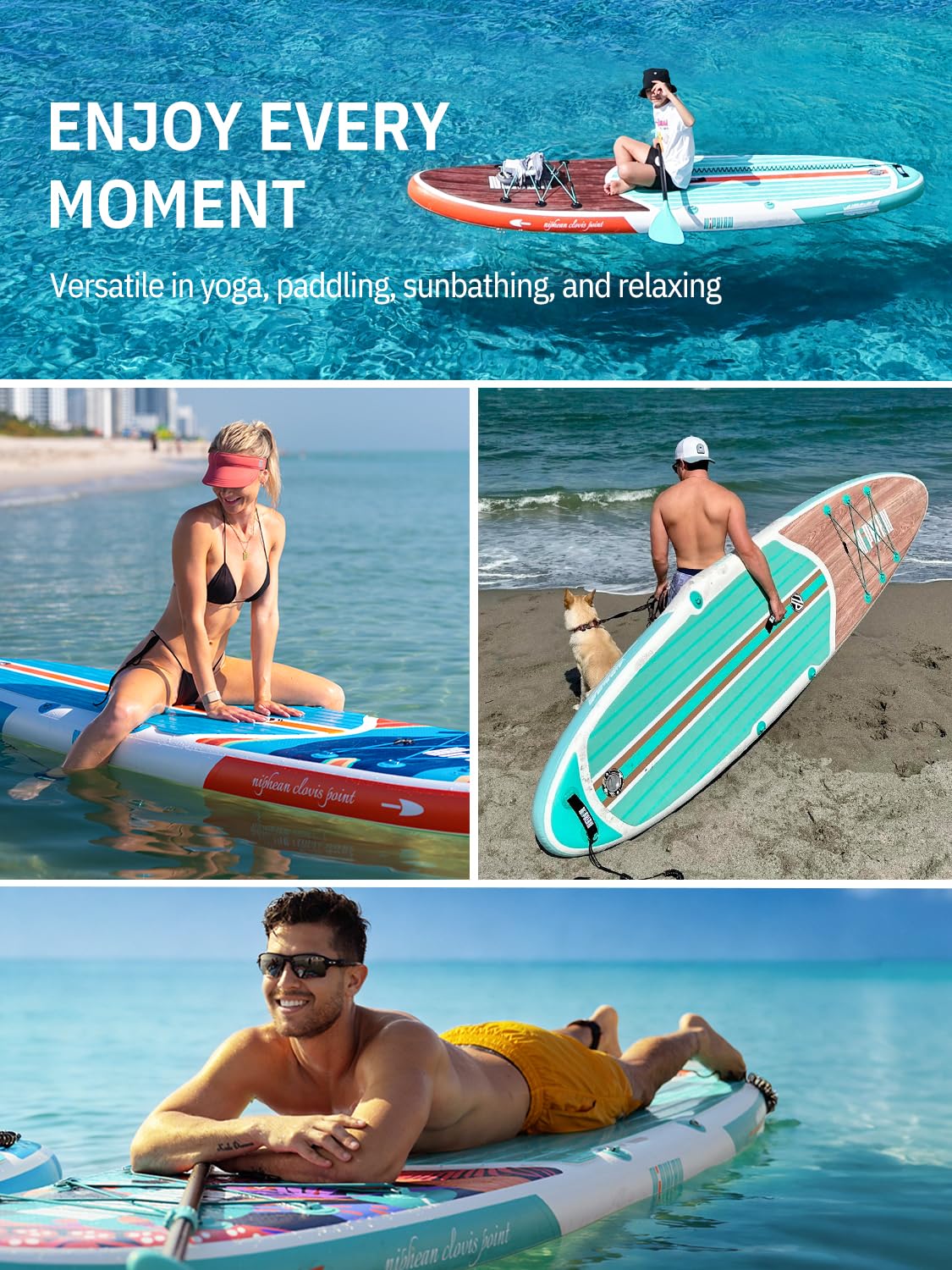 Niphean Paddle Board with Seat, 106 Paddleboard Inflatable Paddle Board with Seat Anti-Slip EVA Deck and StabilTrac Fin, Inflata