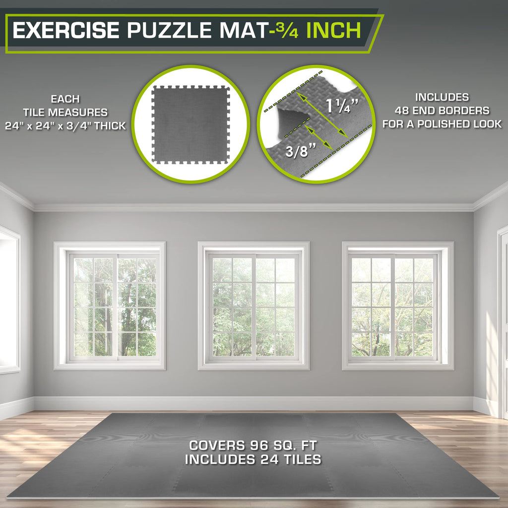 Prosourcefit Extra Thick Puzzle Exercise Mat 3/4'', Eva Foam Interlocking Tiles For Protective, Cushioned Workout Flooring For H