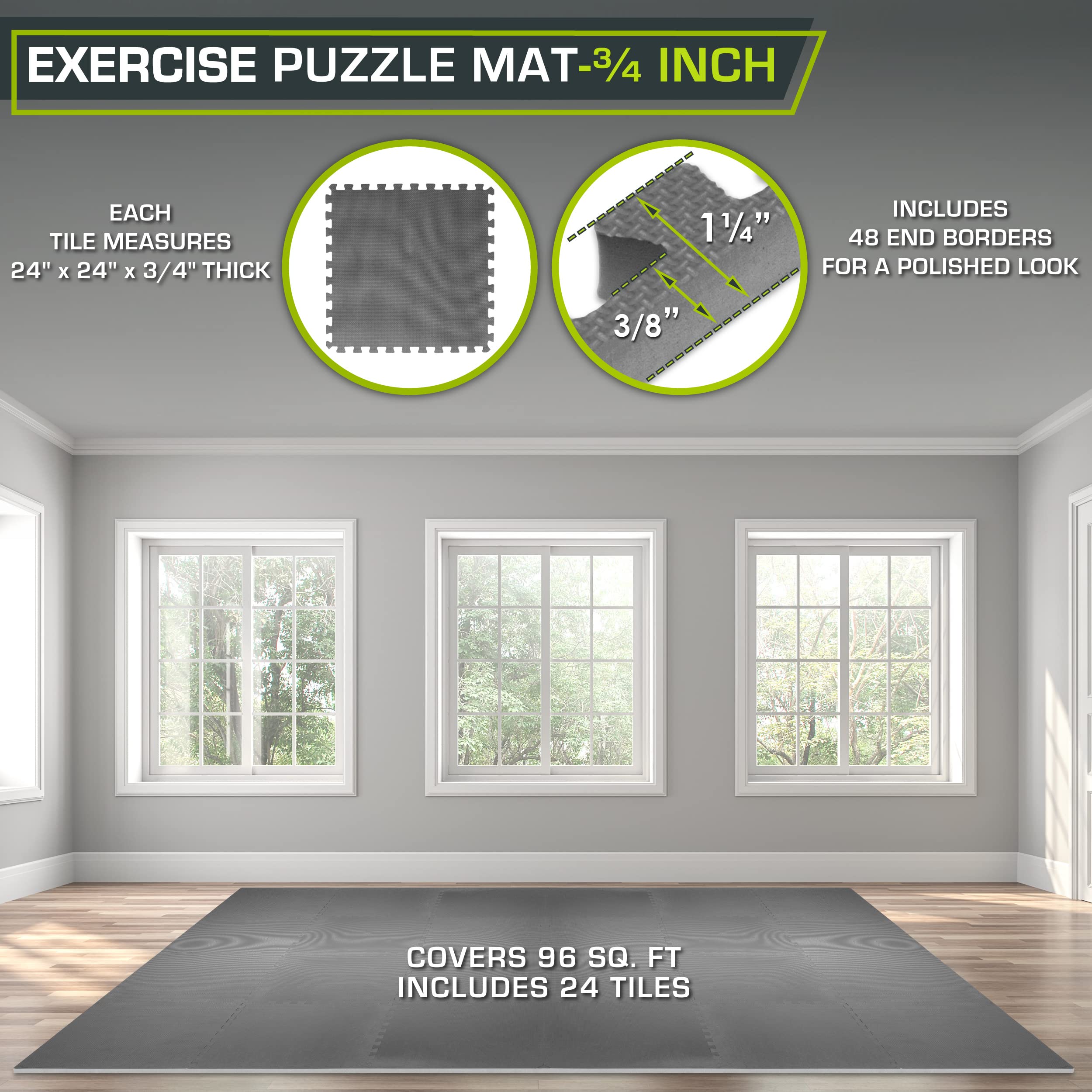 Prosourcefit Extra Thick Puzzle Exercise Mat 3/4'', Eva Foam Interlocking Tiles For Protective, Cushioned Workout Flooring For H