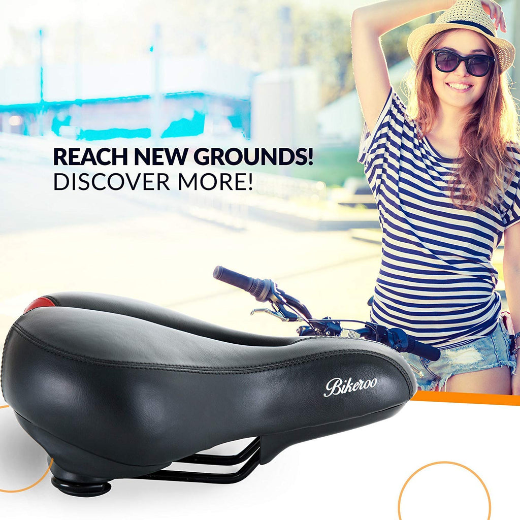 Bikeroo Bike Seat Cushion For Women - Universal Memory Foam Bicycle Seat For Mountain, Road, Exercise Bike - Comfortable Padded