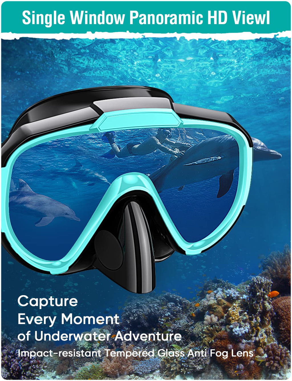 Seovediary Snorkel Set Adults Snorkeling Gear Anti-Fog Panoramic View Swim Mask Dry Top Snorkel Kit With Travel Bag For Snorkeli