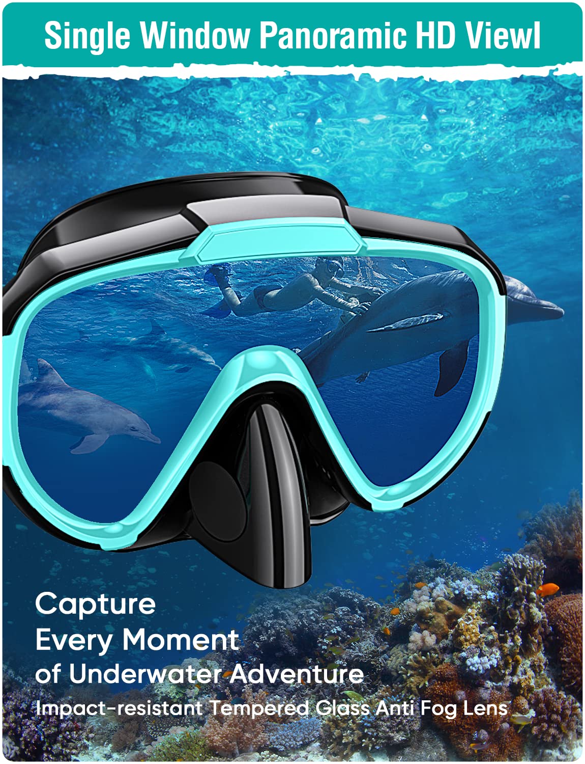 Seovediary Snorkel Set Adults Snorkeling Gear Anti-Fog Panoramic View Swim Mask Dry Top Snorkel Kit With Travel Bag For Snorkeli