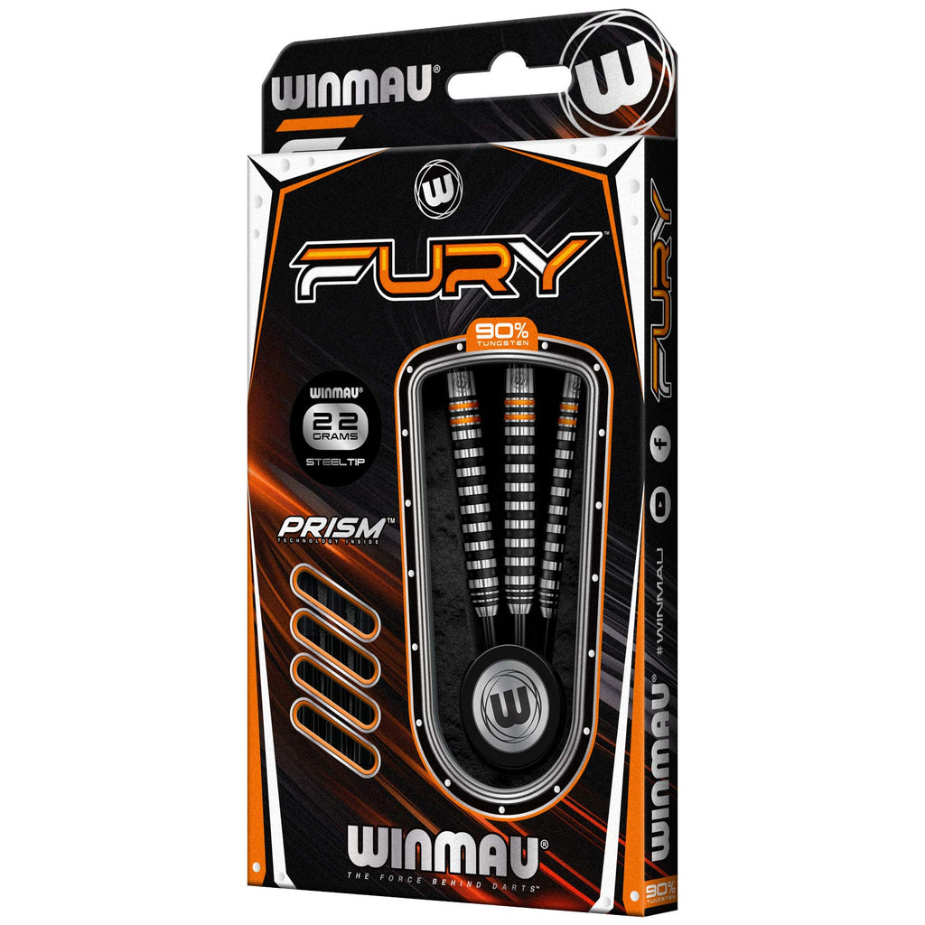 Winmau Fury 22 Gram Tungsten Darts With Prism Flights And Vecta Shafts (Stems)