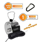 Hand Pitch Tally Counter Clicker-1 And 4 Pack Metal Handheld People Lap Clicker Counter With 1 Lanyard And 1 Carabiner - Manual