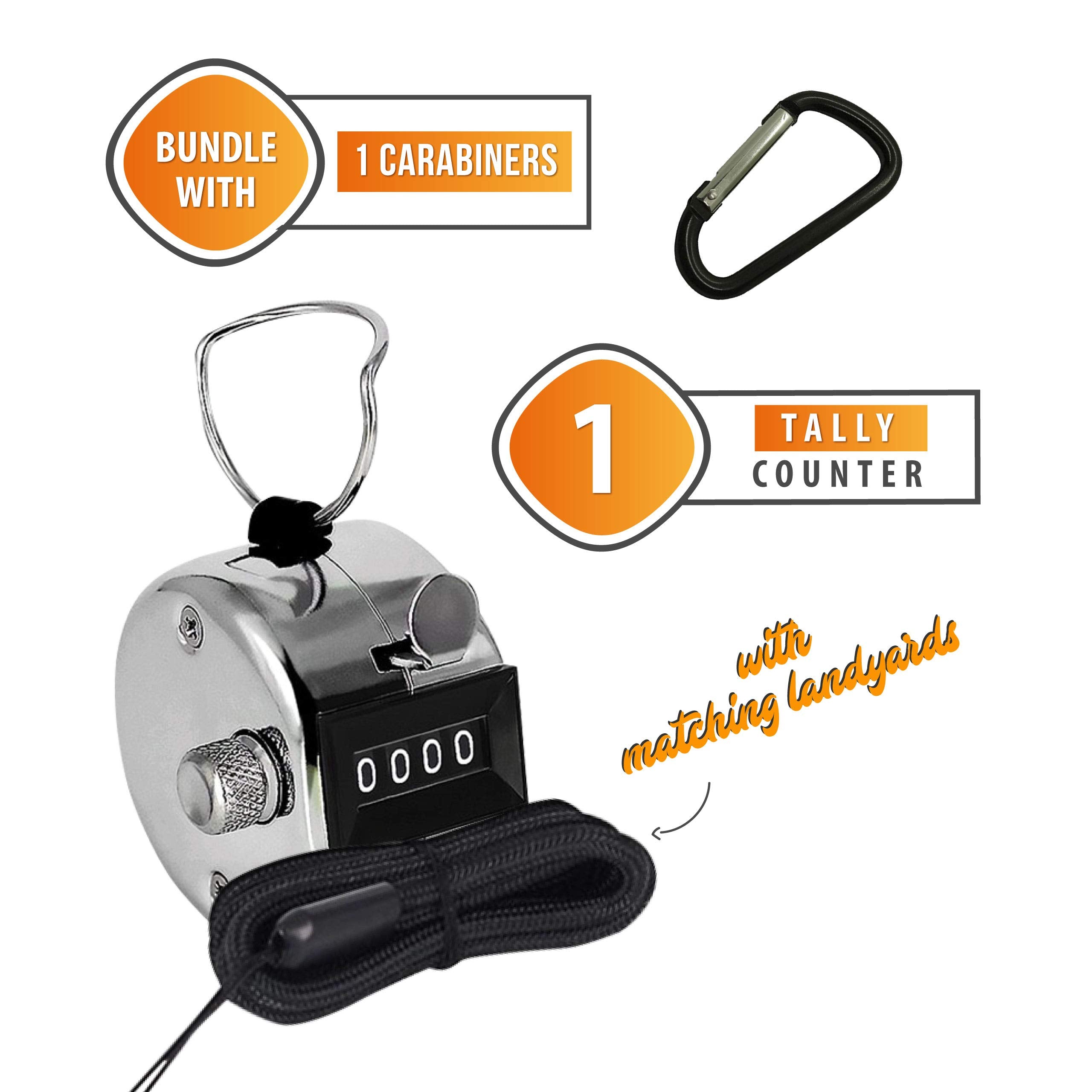 Hand Pitch Tally Counter Clicker-1 And 4 Pack Metal Handheld People Lap Clicker Counter With 1 Lanyard And 1 Carabiner - Manual