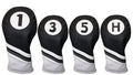 Majek Golf Headcovers Black And White Leather Style 1, 3, 5, H Driver Hybrid And Fairway Head Covers Fits 460Cc Drivers