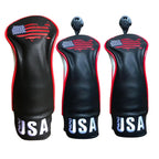 Golf Club Covers - 3 Pack Golf Club Head Covers For Driver And Woods - Usa Flag Driver Headcover 3 Wood Headcover Fairway Wood C