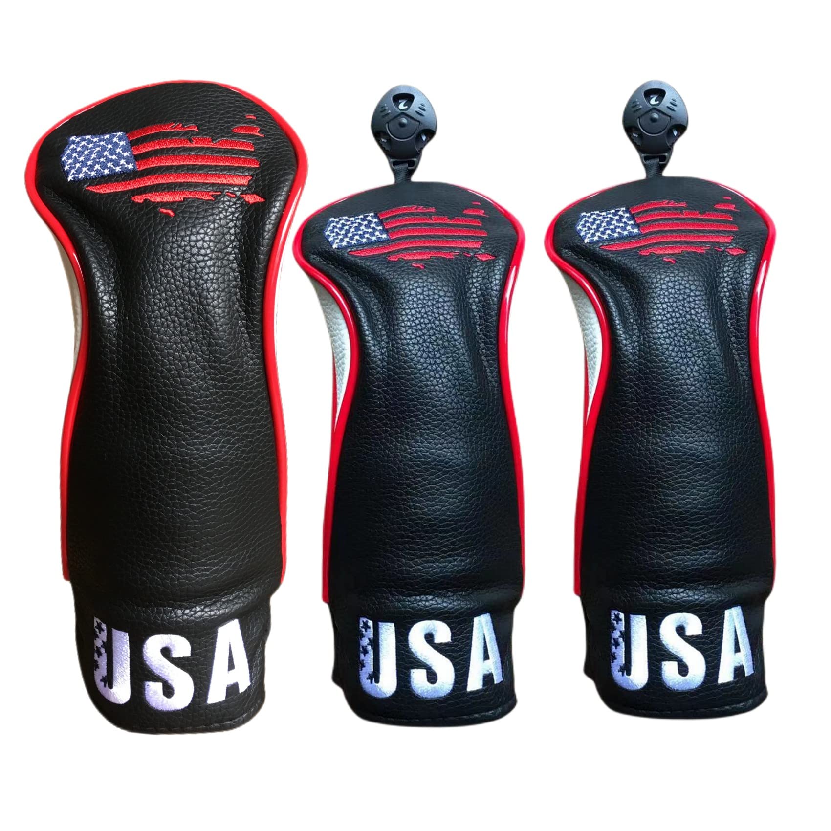 Golf Club Covers - 3 Pack Golf Club Head Covers For Driver And Woods - Usa Flag Driver Headcover 3 Wood Headcover Fairway Wood C