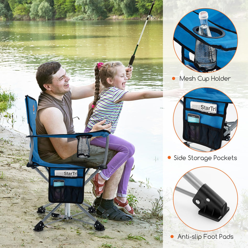 Goplus Swivel Camping Chair, Portable Lawn Chair For Adults W/Cup Holder & Carrying Bag, Folding 360-Degree Free Rotation Chair