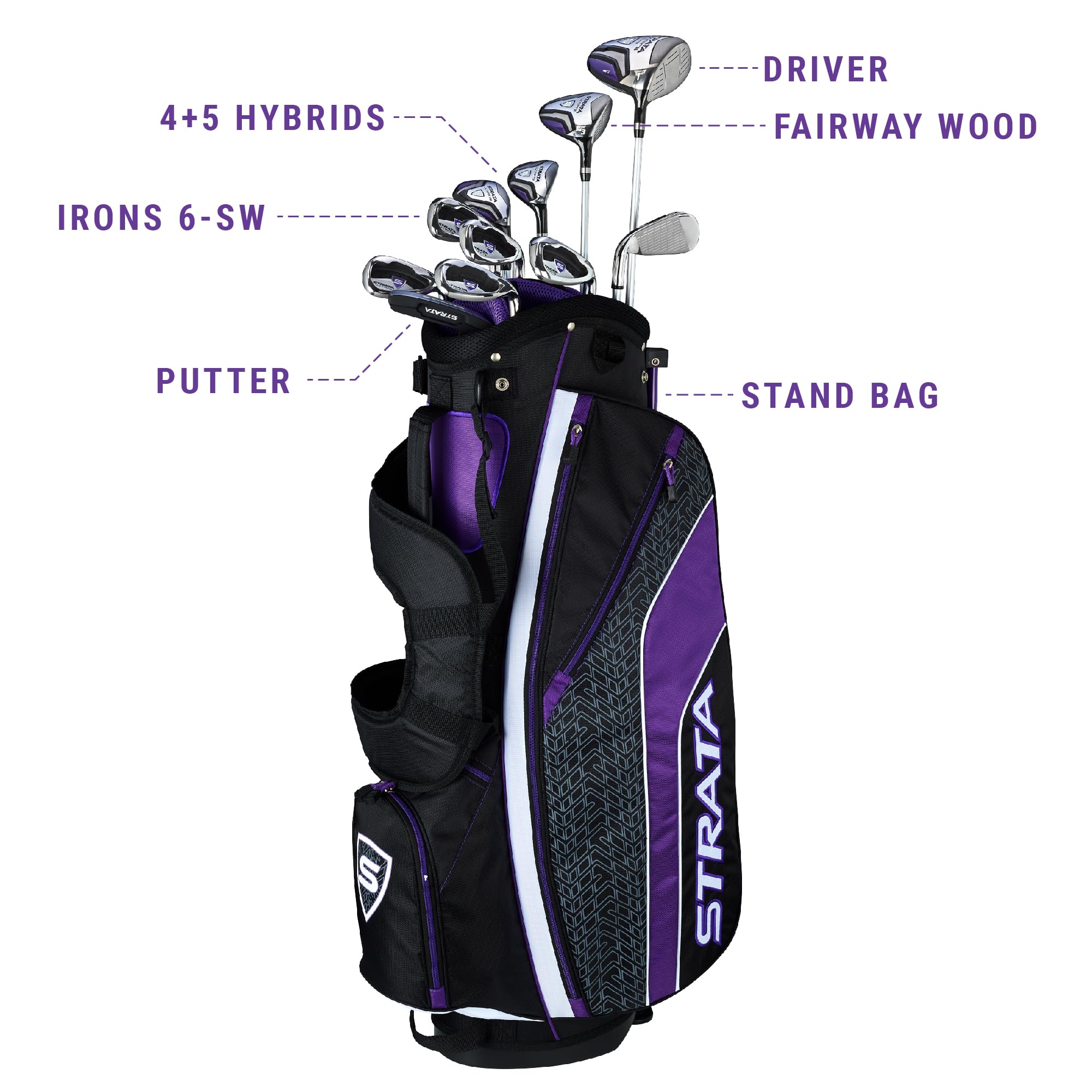 Callaway Women'S Strata Ultimate Complete Golf Set (16-Piece, Right Hand, Graphite), Purple