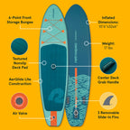Retrospec Weekender Inflatable Paddle Board with Beach Accessories - 106 X 32in SUP Board, Textured Deck Pad, Pump & Travel Bag