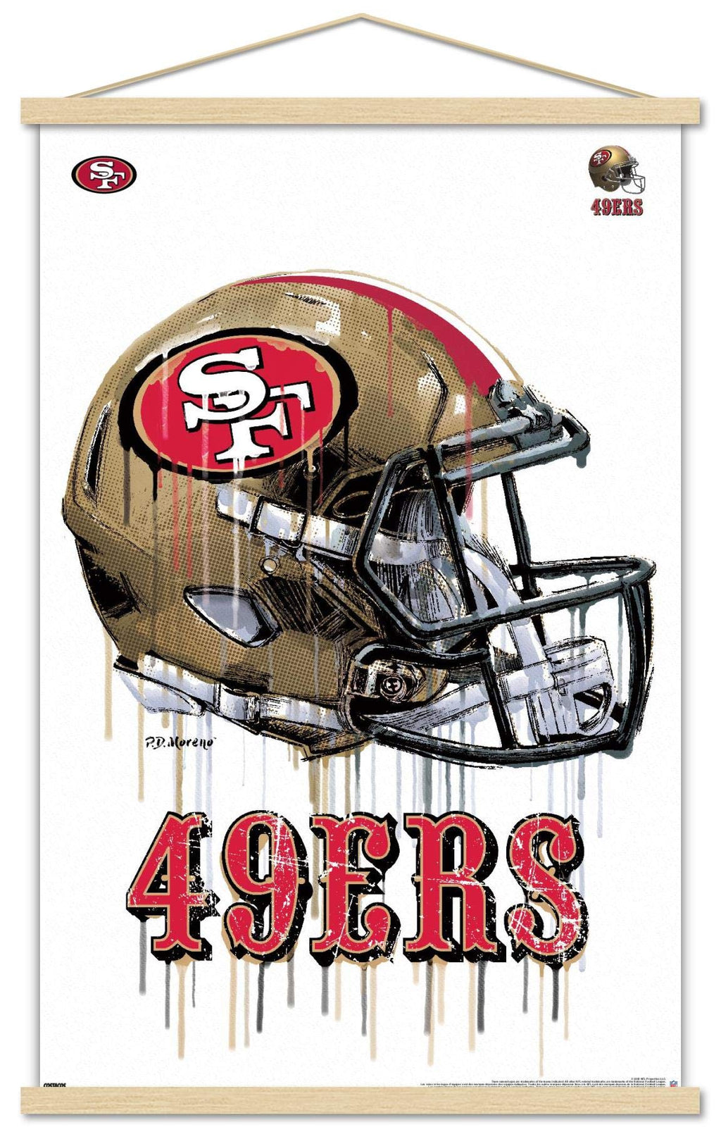 Trends International Nfl San Francisco 49Ers - Drip Helmet 20 Wall Poster, 22.375'' X 34'', Print And Beechwood Hanger Bundle