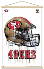 Trends International Nfl San Francisco 49Ers - Drip Helmet 20 Wall Poster, 22.375'' X 34'', Print And Beechwood Hanger Bundle