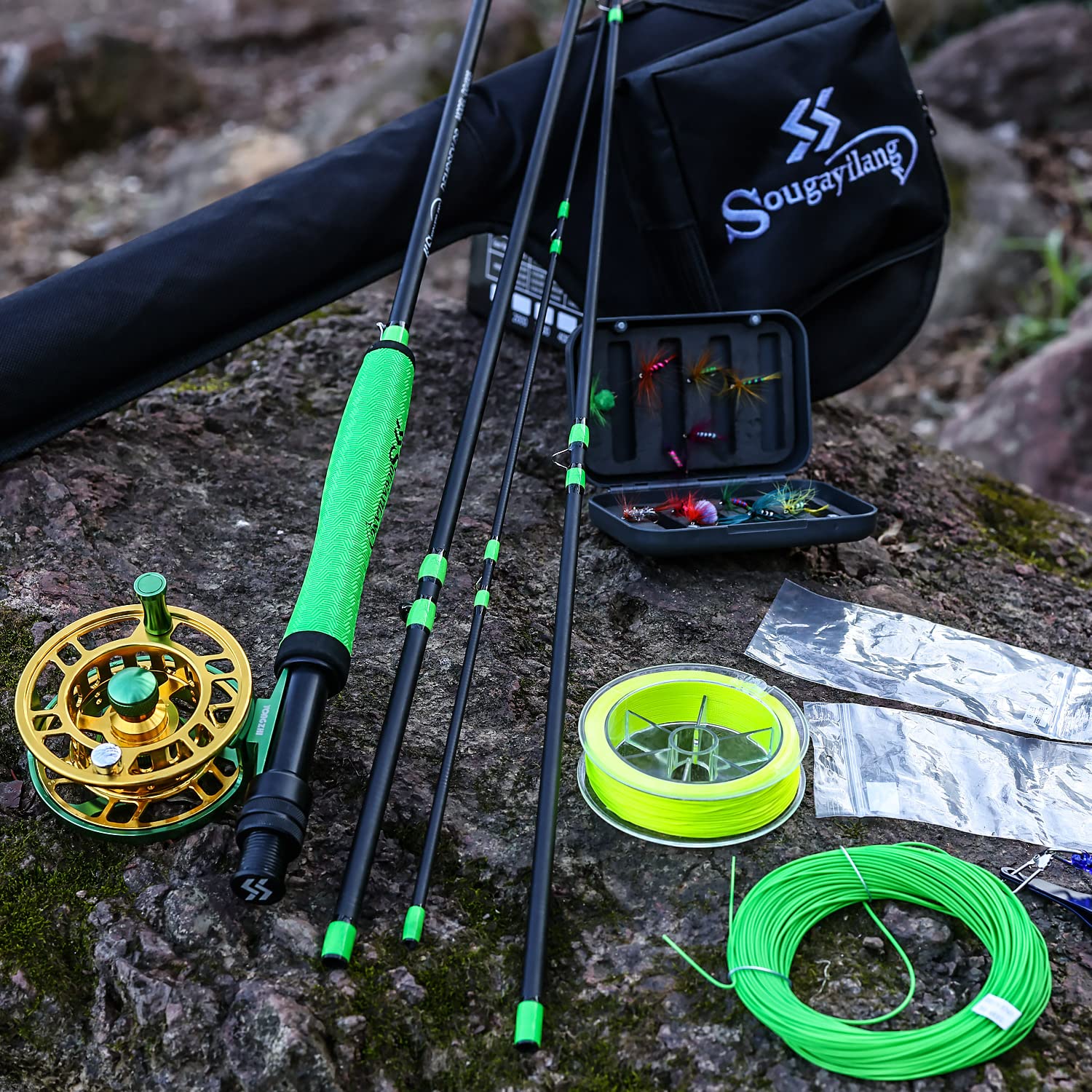 Sougayilang Standard Fly Fishing Combo Starter Kit, 5/6 Weight 9' Fly Rod With Superpolymer Handle, Accessories, Cnc Fly Reel, C