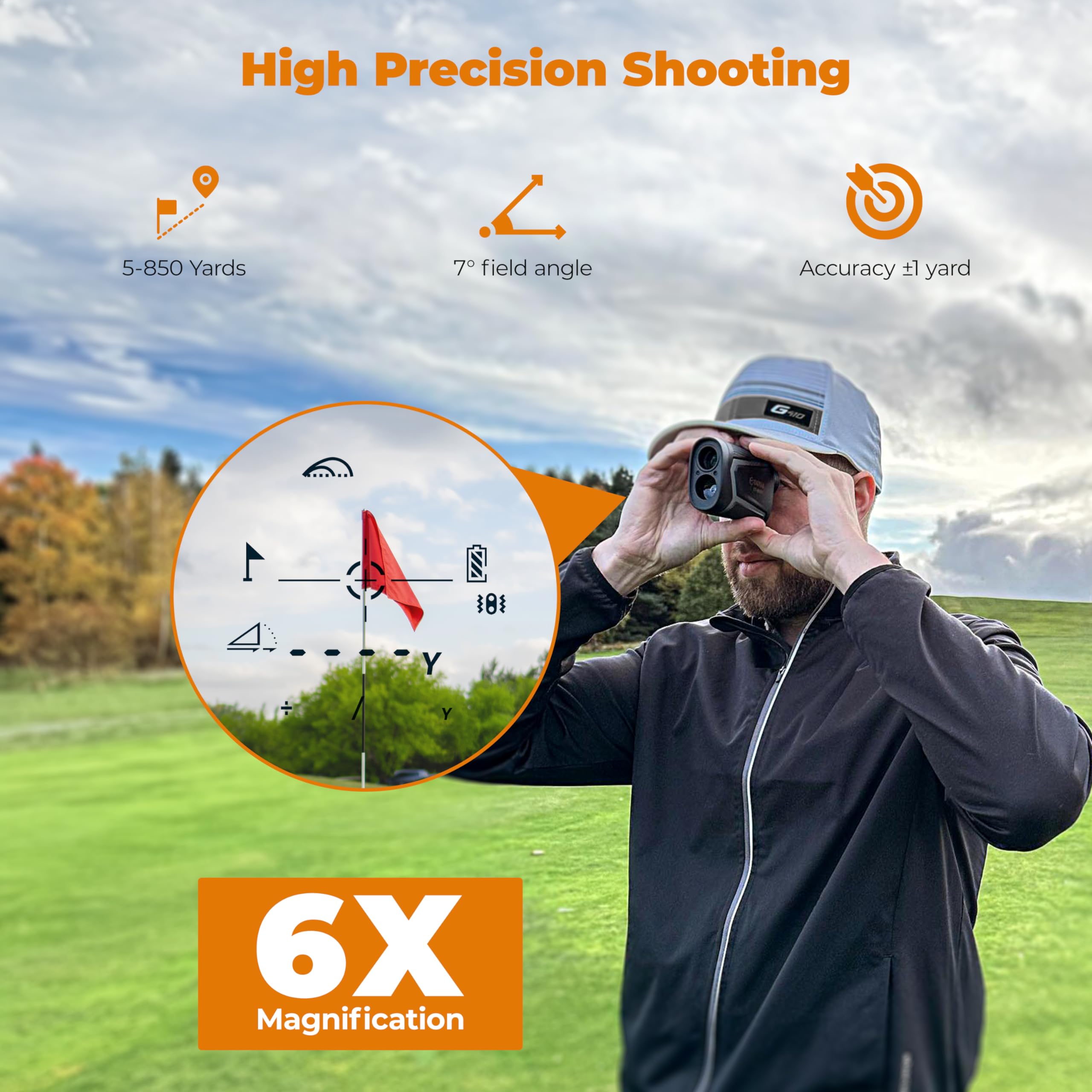 Golf Rangefinder With Slope, Cigman 850 Yards Range Finder Golf, Laser Rangefinder Golfing With Usb Rechargeable, 6X Magnificati