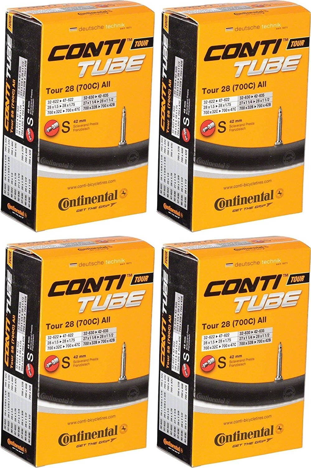 Continental - Inner Tube Tour All 28'' Presta 42Mm Sv - Set Of 4