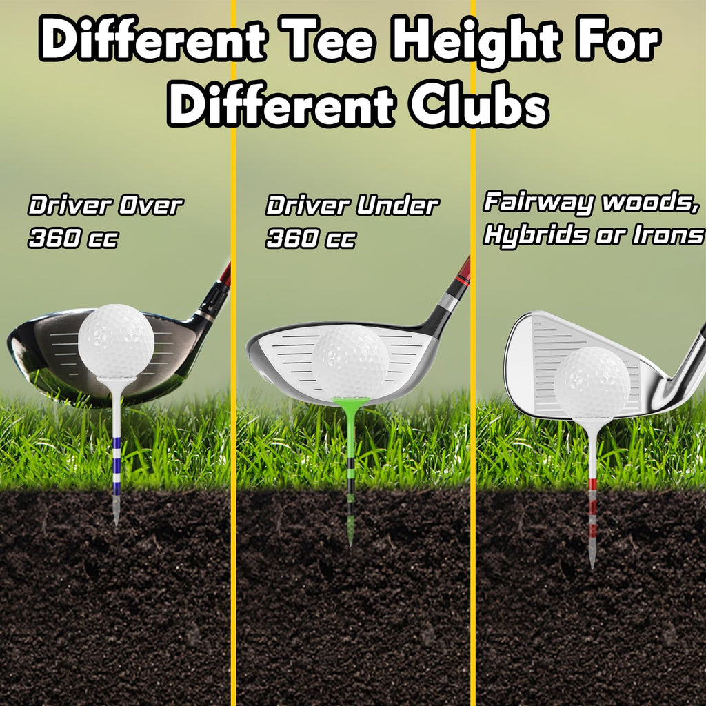 Kamitty Golf Tees Plastic, Unbreakable Golf Tee 3 1/4'' Pack Of 50/80 With Big Cup & 8 Prongs, Reduces Friction & Side Spin, Mul