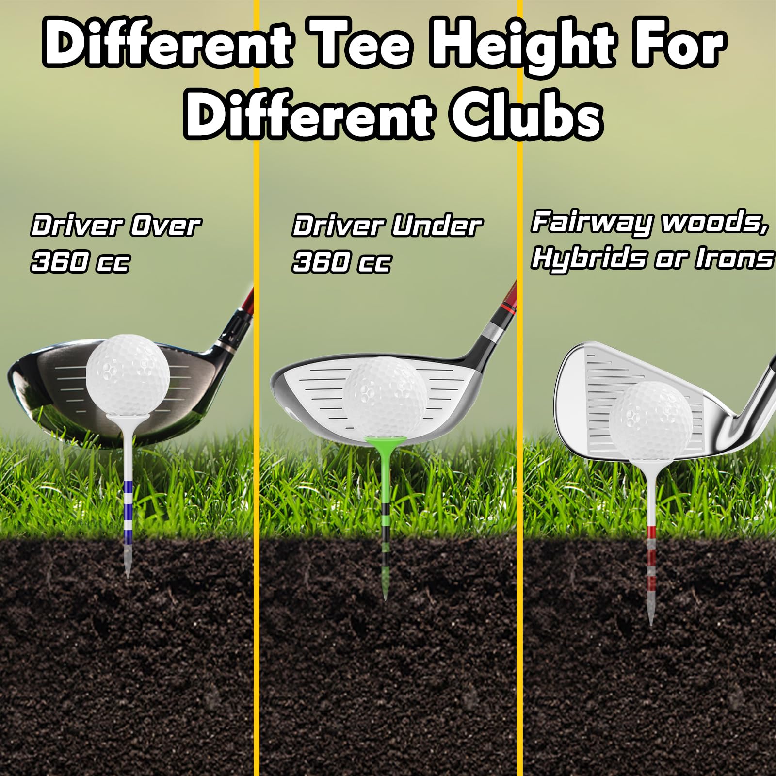 Kamitty Golf Tees Plastic, Unbreakable Golf Tee 3 1/4'' Pack Of 50/80 With Big Cup & 8 Prongs, Reduces Friction & Side Spin, Mul