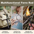 Exbuevue Fire Starter, 5'' Ferro Rod Outdoor Survival Tools Flint And Steel And Stricker For Bushcraft, Camping, Hiking Kits