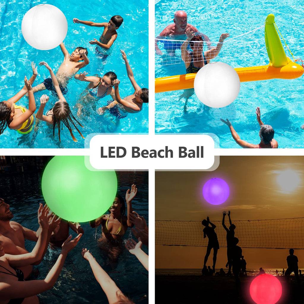 6 Pack Light Up Beach Balls Glow In The Dark Balls Pool Toys Party Games 16'' Large Led Beach Ball With Remote Control - 16 Colo