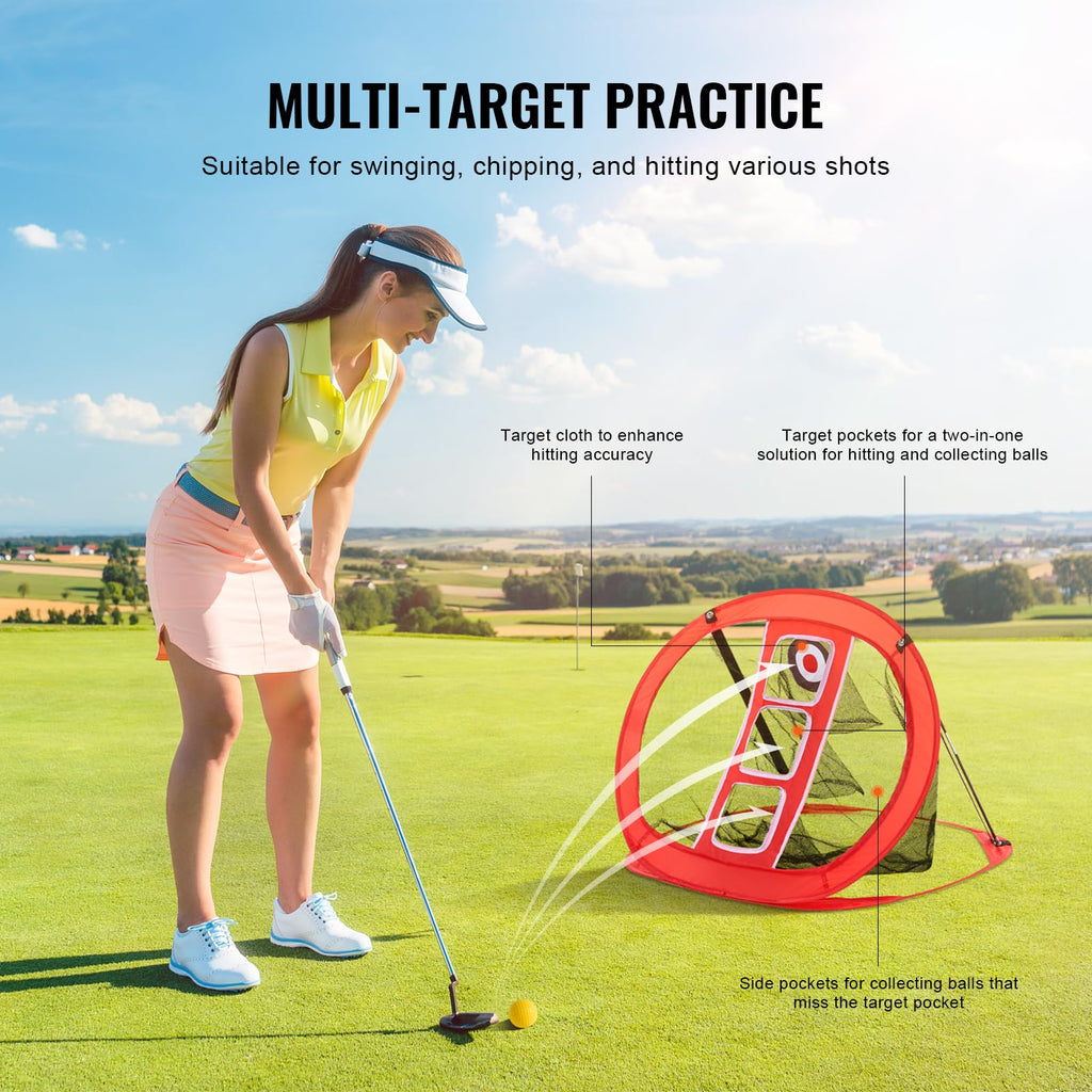 Vevor Golf Chipping Net, Pop Up Golf Practice Net, Portable Indoor Outdoor Home Golf Hitting Aid Net With Target And Carry Bag,