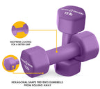 Fitness Republic 15Lb Neoprene Workout Dumbbells Set Of 2 - Non Slip, Anti Roll Exercise & Fitness Dumbbells - Hex Shaped Hand W