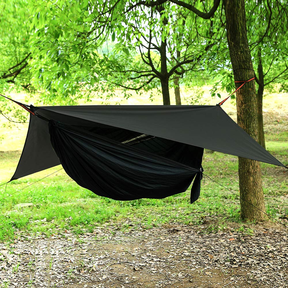 Camping Hammock With Mosquito Net And Rain Fly - Travel Hammock Bug Net - Hammock Tent For Outdoor Hiking Backpacking Travel Cam
