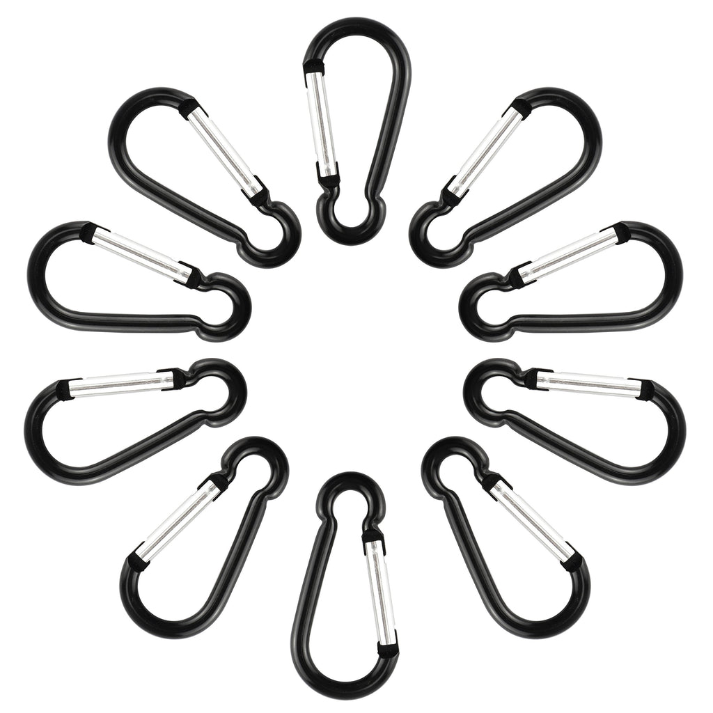 Swatom Aluminum Carabiner Clip2.7 Inches Spring Snap Hook Keyring Carabiners Black For Camping Traveling Hiking Keychains Outdoo