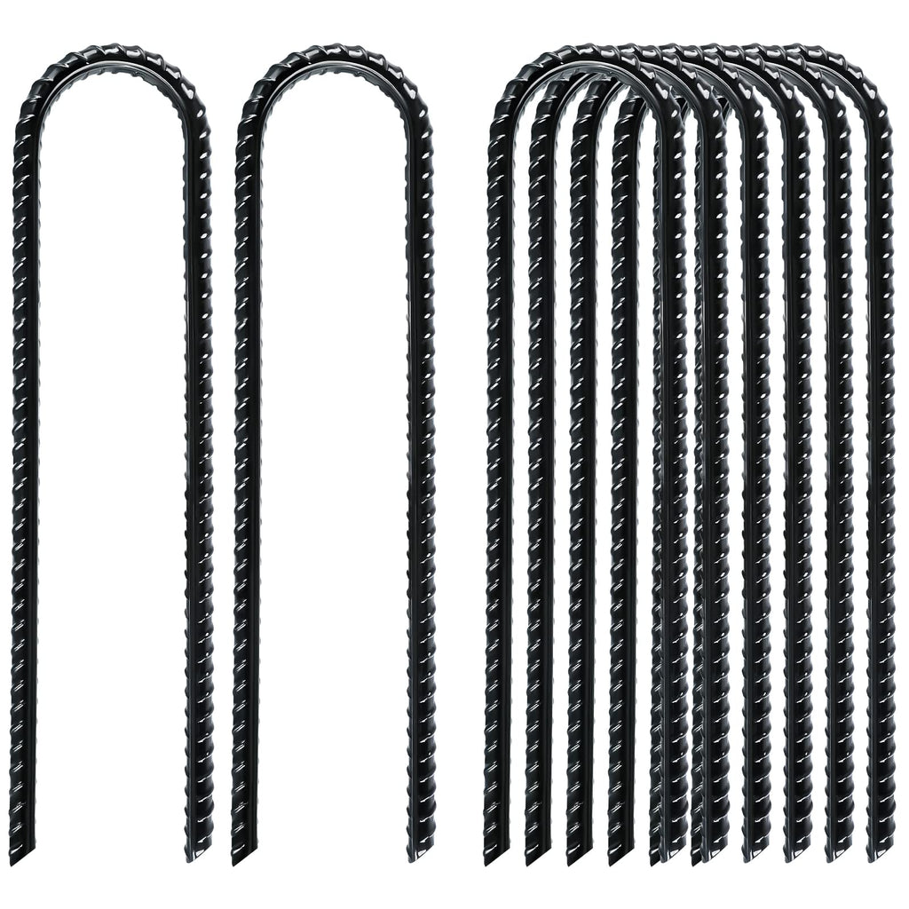 Gtongoko Trampolines Wind Stakes 8 Pack 12 Inch, Heavy Duty U Shaped Rebar Stake Ground Anchors Galvanized Steel Safety Trampoli