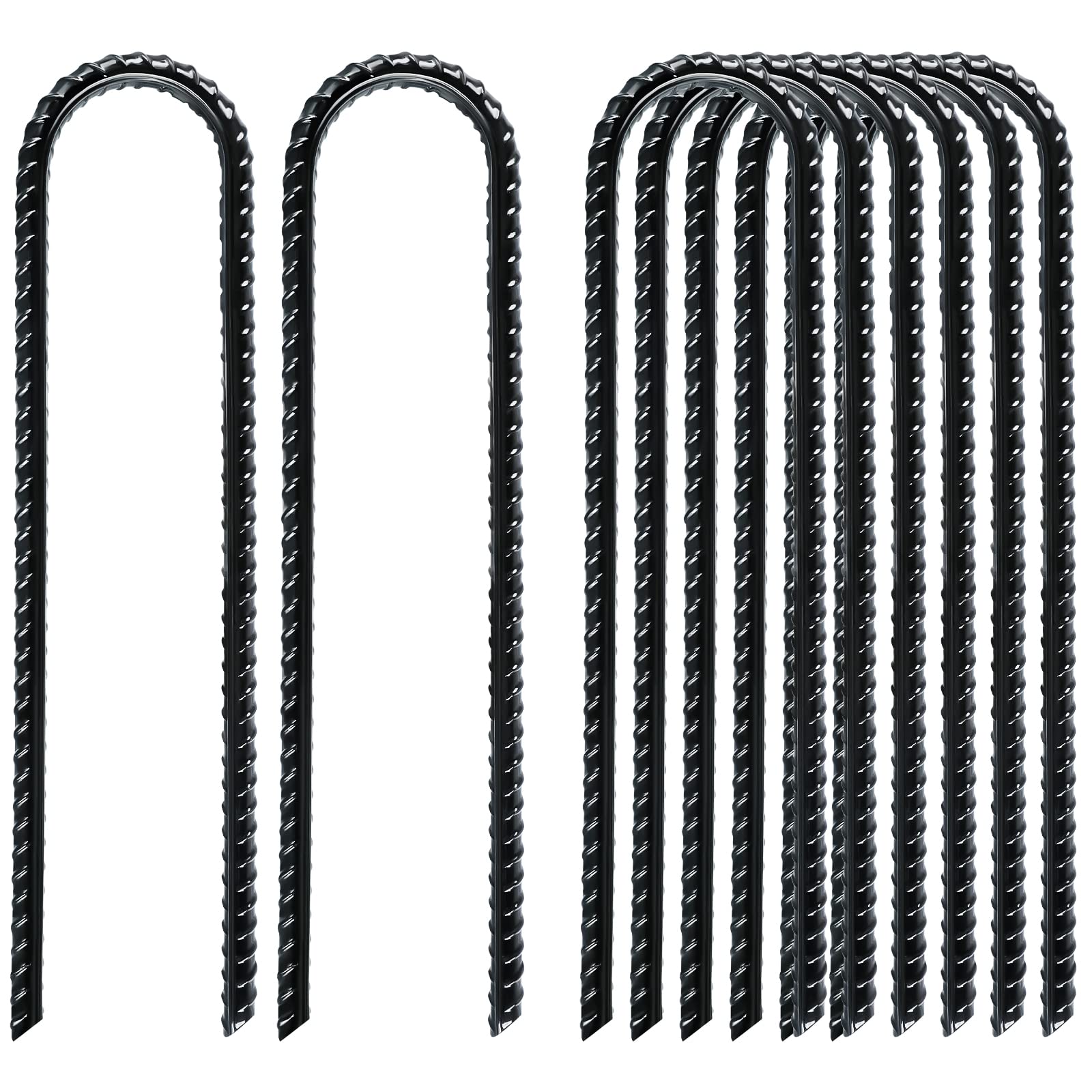 Gtongoko Trampolines Wind Stakes 8 Pack 12 Inch, Heavy Duty U Shaped Rebar Stake Ground Anchors Galvanized Steel Safety Trampoli
