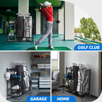 Plkow Golf Bag Storage Garage Organizer Fits For 2 Golf Bags And Golf Accessories, Extra Large Size Golf Bag Storage Stand And G
