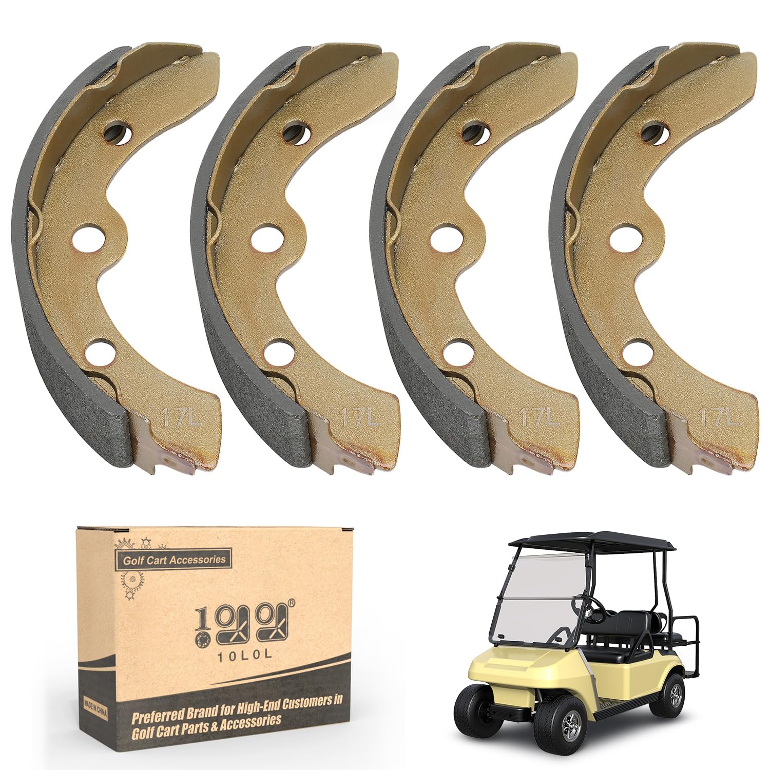 10L0L Golf Cart Brake Shoes for Club Car DS & Carryall 1981-1994 OEM 101146302 101880701, EZGO XI-Serial 1983-1986, Yamaha G1 19