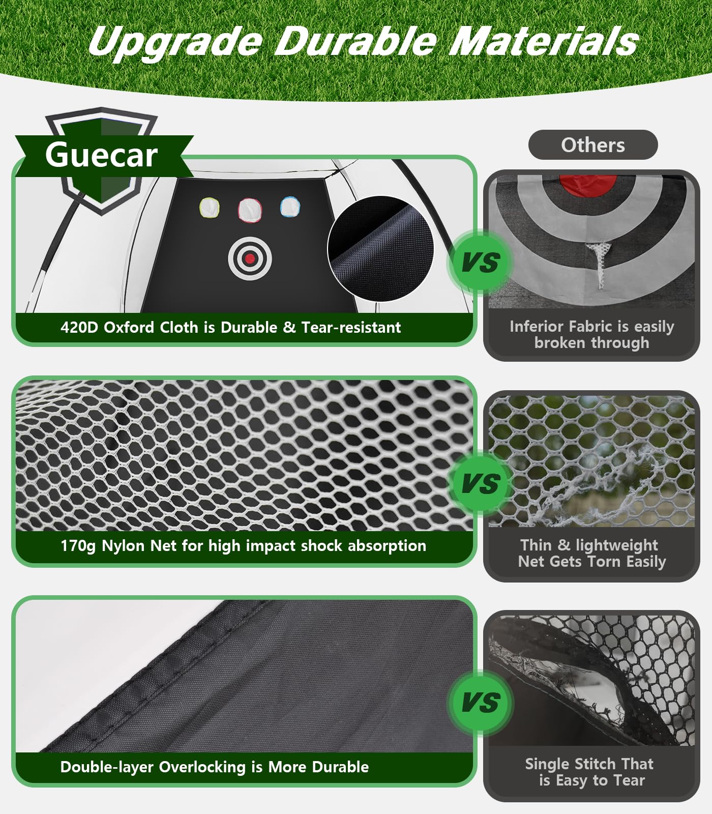 Golf Net, 10X7Ft Golf Practice Net With Tri-Turf Golf Mat, All In 1 Home Golf Hitting Aid Nets For Backyard Driving Chipping Swi
