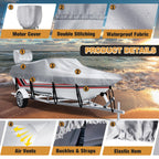 Vinpatio Boat Cover With Motor Cover, 20-22 Ft Heavy Duty 100% Waterproof Boat Covers Marine Grade Bass Boat Cover Fits V-Hull R