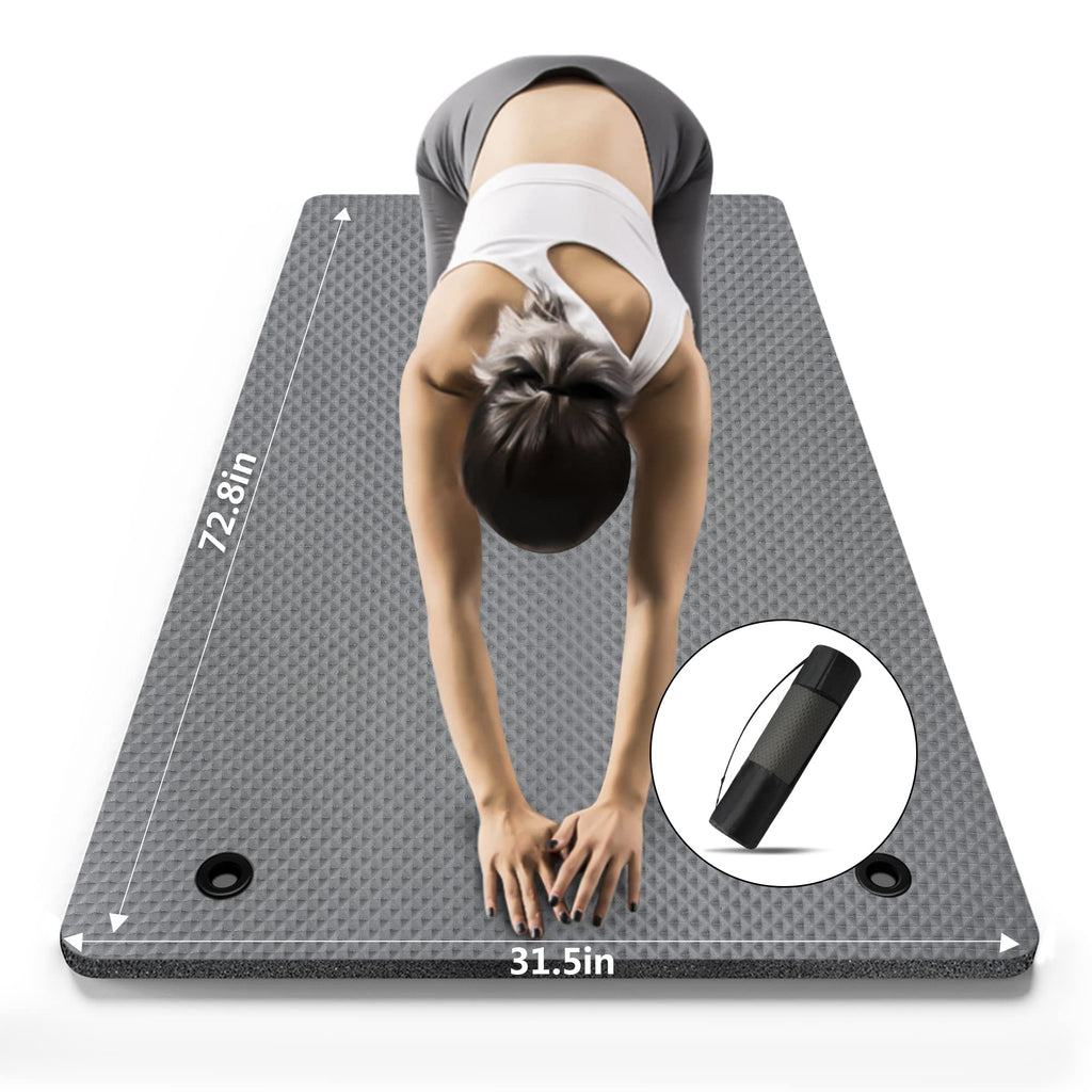 Lfs Large Yoga Mat - 72''X 31.5'' X 2/5 Inch, Extra Wide And Extra Thick Non Slip Exercise & Fitness Yoga Mat With Band And Yoga